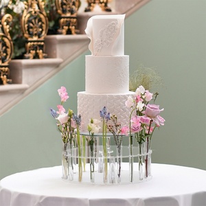 Soporte de Pastel de Acrílico con Diseño Floral, Soporte de Pastel Hecho a Mano para Decoración de Bodas y Fiestas - Product Image 1