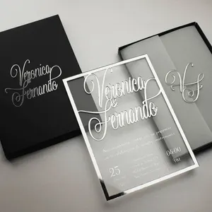 Toptan yeni yenilikler özelleştirilmiş akrilik kutu ile evlilik davetiyesi doğum günü davetiyeleri temizle kartvizit tebrik kartları