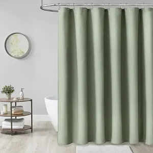 Top Supplier Sage Green hotel Machine Washable waterproof fabric polyester shower liner Shower Curtains for Bathroom