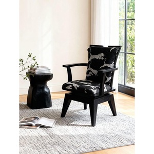 French Style Single Sofa <b>Chair</b> White Tiger Print Swivel Casual Home <b>Chair</b> Living Room Bedroom Office Use - Product Image 3