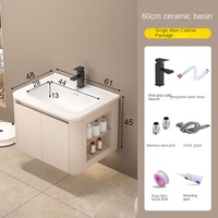 Meuble miroir LED à structure en nid d'abeille en aluminium moderne avec rangement latéral créatif Meuble-lavabo de salle de bain incurvé de petite taille pour balcon