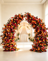 Décoration de mariage DIY : Arche florale en forme de corne blanche, rangée de fleurs artificielles en soie pour toile de fond de fête et événement