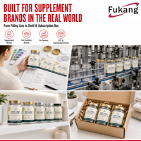 Emballages personnalisés en plastique transparent RPET pour compléments alimentaires, avec bouchon doré, étiquette, durables, recyclables, service d'approvisionnement en usine
