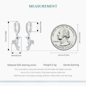 925ต่างหูห้อยนกกระเต็นเงินสเตอร์ลิงสำหรับผู้หญิงเครื่องประดับ BSE991เพทายชุบทองคำขาว - Product Image 6