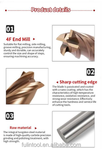 HRc55 Đồng 4-Sáo Phẳng D12 * 75Mm Carbide CNC Điều Khiển End Mill Cutter Thân Lớn Đường Kính OEM Tùy Chỉnh - Product Image 5