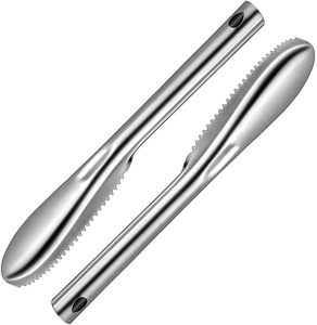 Écailleur à poisson en acier inoxydable doublement dentelé, antidérapant, anti-rouille, pour cuisine - Product Image 1