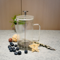 Cafetière en verre résistant à la chaleur Pot Coffee Shop Cadeau 600ml Service à café et thé en verre borosilicaté Cafetière presse française