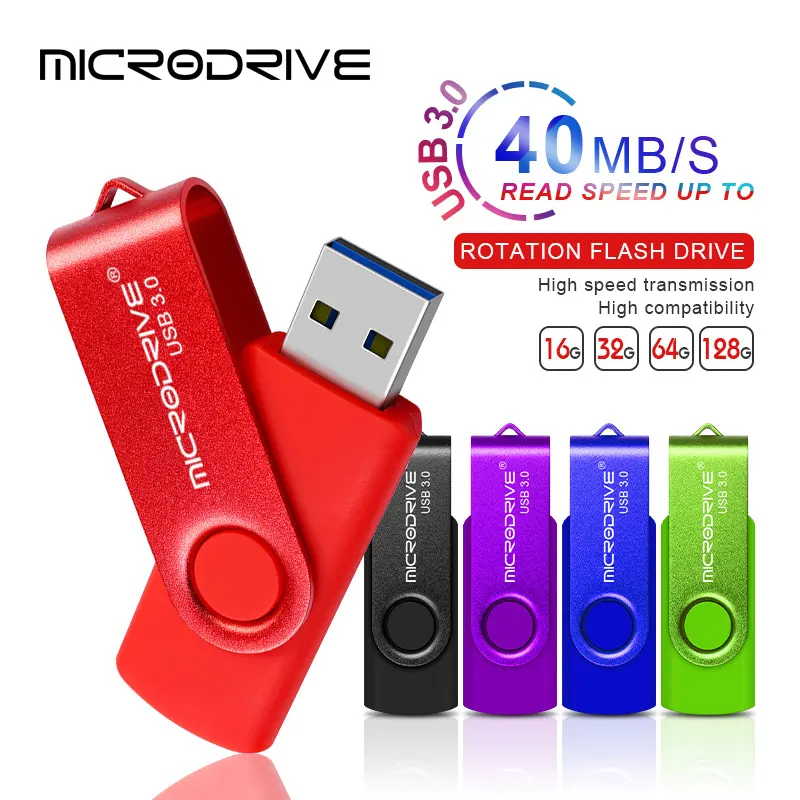 Kustomisasi Logo Merek Baru USB 3.0 Rotatable USB Flash Drive 1GB 2GB 4GB 8 Gb 16GB 32GB 64GB128GB Flashdisk USB3.0 Pena Drive