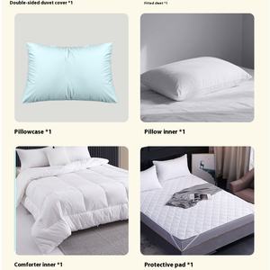 ผ้านวมคลุมเตียงสามชิ้นผ้าฝ้ายสีฟ้าอ่อนสำหรับเตียงเดี่ยวหอพักสไตล์เรียบง่ายสำหรับนักศึกษาวิทยาลัย - Product Image 3