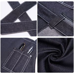 Uniforme de restaurant italien imperméable et ajustable pour serveuse ; Tablier en denim tissé avec logo personnalisé, sans manches, unisexe - Product Image 3