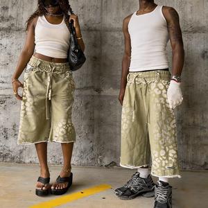 Pantaloncini Capri Streetwear Personalizzati con Stampa Leopardata, Estivi, Larghi, Casual, 100% Cotone, con Coulisse, per Jogging, Lunghi <span class=keywords><strong>3</strong></span>/<span class=keywords><strong>4</strong></span> - Product Image 1