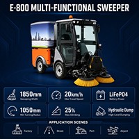 Nueva barredora de calles multifuncional totalmente eléctrica, ancho de barrido de 1850 mm, descarga automática hidráulica, batería de litio de 48 V
