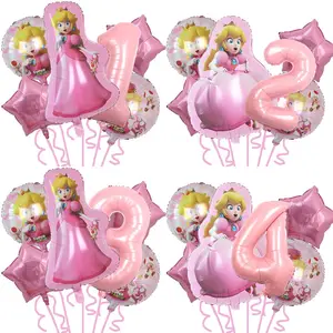 New Cartoon Mario Game Theme Balloons Peach Princess Birthday Party Balloon Decorations Wholesale