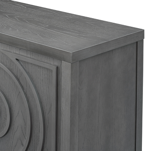 Modern <b>Sideboard</b> Door with Circular Groove Design Wood Door Handle <b>for</b> Living Room Dining Room - Product Image 4