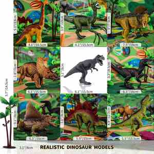Juguetes para Niños de 3 a 5 Años con Tapete de Actividades y Árboles, Juego Educativo de Dinosaurios Realistas para Crear un Mundo Dinosaurio - Product Image 4