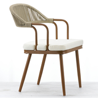 Chaise d'extérieur vintage Chaises de café Salle à manger Pile design en rotin pour balcon intérieur Série Empilable à l'extérieur Ensemble jaune Français