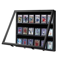 Nouvelle conception, boîte de présentation de cartes de sport classées, grande, noire, verrouillable, avec protection UV, 18 emplacements, cadre en forme de boîte d'ombre