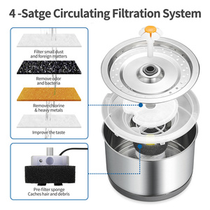 Distributeur automatique de nourriture pour chat en acier inoxydable rond et fontaine à eau automatique, bol filtrant pour l'eau potable pour chien en plastique - Product Image 5