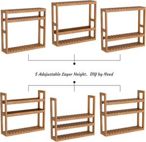 رف تخزين حائطي عصري من الخيزران صديق للبيئة بخمس طبقات منقوش بالليزر لغرفة المعيشة والمطبخ - Product Image 5
