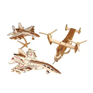 3D tridimensional artesanal quebra-cabeça aeronave modelo brinquedos adultos crianças laser de madeira diy quebra-cabeça atacado