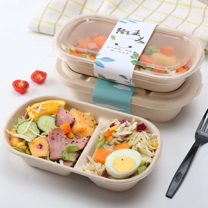 Hình chữ nhật Takeaway thức ăn nhanh hộp phân hủy sinh học bã mía bao bì Sushi dập nổi microwavable mía dùng một lần bã mía - Product Image 5