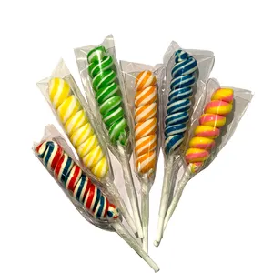 2024 Hot Sale New Product Fruit Flavor Handmade Solid Swirl Stick Lollipop Candy