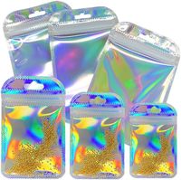 Sac transparent en matière holographique laser flash, réfléchissant différentes lumières, emballage en plastique avec fermeture à glissière
