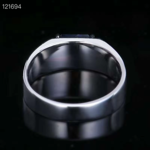 Bague pour homme en saphir bleu royal taille émeraude, or massif 18 carats, pavé de diamants, large bande, bijou de luxe pour gentleman - Product Image 4