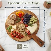 Pelle à pizza en bois pour la maison avec poignée, planche à découper ronde en bois massif, plateau pour desserts et pain de style occidental