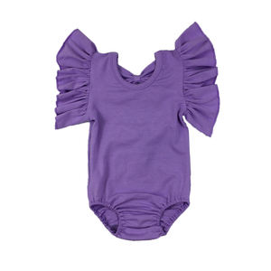 RTS - Mono de Verano de Algodón para Bebé, 40 Colores, con Mangas con Volantes, Leotardos, Mono con Lazo en la Espalda para Niñas Pequeñas, Ropa para Niños 2021 - Product Image 4