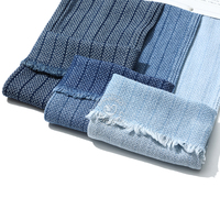 80% coton Vertical motif ondulé BlueJacquard Denim tissu pour jean 10.5 Oz haute qualité Denim tissu en gros