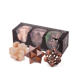 Commercio all'ingrosso OEM in legno cervello Teaser IQ in legno cubo Puzzle otto trigrammi blocco interblocco Luban lucchetto per bambino