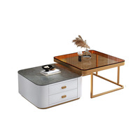 Table basse carrée moderne, en pierre frittée marbrée, table d'appoint pour salon