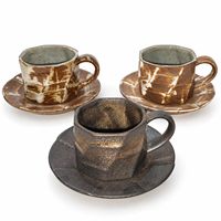 Ensemble tasse et soucoupe en céramique fait main avec cuillère, tasse à café et tasse à thé en céramique à glaçure réactive, vaisselle en céramique en gros