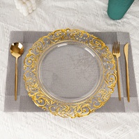 Assiette de Présentation Moderne en Plastique PS Durable, Forme Irrégulière, Motif Floral Doré en Relief, Personnalisable, Marque Jiahe - MOQ 100 pièces, Luxe