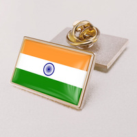 Drapeau national de pays personnalisé, badge de revers en forme de dôme époxy en métal plaqué or, épingle en émail indien personnalisée