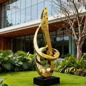 TREVI Custom Modern Art Statues Gold Stainless Steel <strong>Abstract</strong> <strong>Sculpture</strong> for Public Places Decoration - Product Image 1
