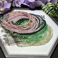 Bracelet artisanal en pierres précieuses, perles facettées en cristal de 3 mm, bracelet ajustable pour femme, bijoux
