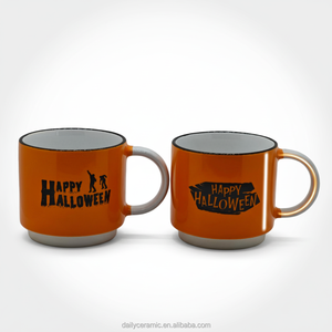 Tazze da Caffè in Ceramica Arancione con Logo Personalizzato, Tema <span class=keywords><strong>Halloween</strong></span>, Tazza in Gres per Casa, Ufficio, Feste e Regali - Product Image 1