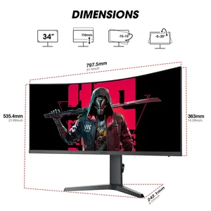 Écran d'ordinateur de moniteur de jeu incurvé ultra large de 34 pouces 165 Hz fixé au mur - Product Image 6
