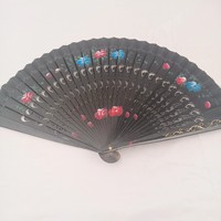 Éventail pliant espagnol vintage pour femme, double face, sculpté, motif floral d'art populaire, style bohème, en bambou, cadeau d'affaires, vente en gros, danse