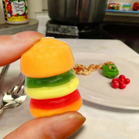 Bonbons gélifiés Halal Hamburger Marque JDH Billes multicolores OEM Saveur fruitée pastèque Doux et acidulé Bouteille Durée de conservation 24 mois