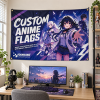 Drapeau personnalisé de 3x5 pieds avec personnage d'anime, bannière publicitaire rectangulaire en polyester non tissé, impression numérique pour affichage extérieur