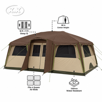 Tente de camping familiale grande capacité Kawagebo Kamp (KK) coupe-vent pour 12 personnes, à parois droites, avec plusieurs pièces et auvent intégral