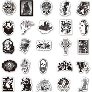 50 pezzi adesivi decorativi Graffiti gotici in stile Punk in bianco e nero per <span class=keywords><strong>adesivo</strong></span> <span class=keywords><strong>teschio</strong></span> in vinile per Laptop bottiglia - Product Image 3