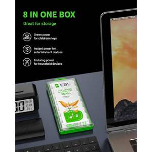 For EBL Precharged Ni-MH <b>AA</b> Rechargeable <b>Batteries</b> Pack of 8 2800mAh High Capacity with 1.2V Nominal Voltage Metal Housing - Product Image 1