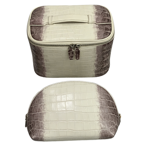 2 In 1 Crocodile Makeup Bag Set Gradient PU Leather Portable Handheld Cosmetic Bag Large Capacity Travel Wash Bag Store - Product Image 4