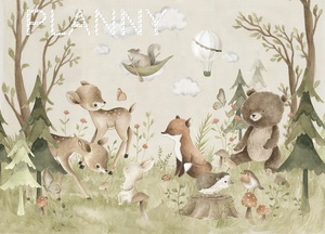 Bellissima Carta da Parati 3D Attraente e Colorata con <span class=keywords><strong>Animali</strong></span> Botanici della Foresta per Sfondo TV e Decorazione Domestica - Product Image 4