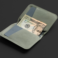 Portefeuille minimaliste en cuir véritable vert foncé, design fin avec fermeture à pression, plusieurs emplacements pour cartes, pour homme, usage quotidien
