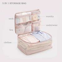 Sac de rangement pour vêtements de voyage uni, grand format, 5-en-1, style minimaliste moderne, avec compression et compartiments superposés, portable